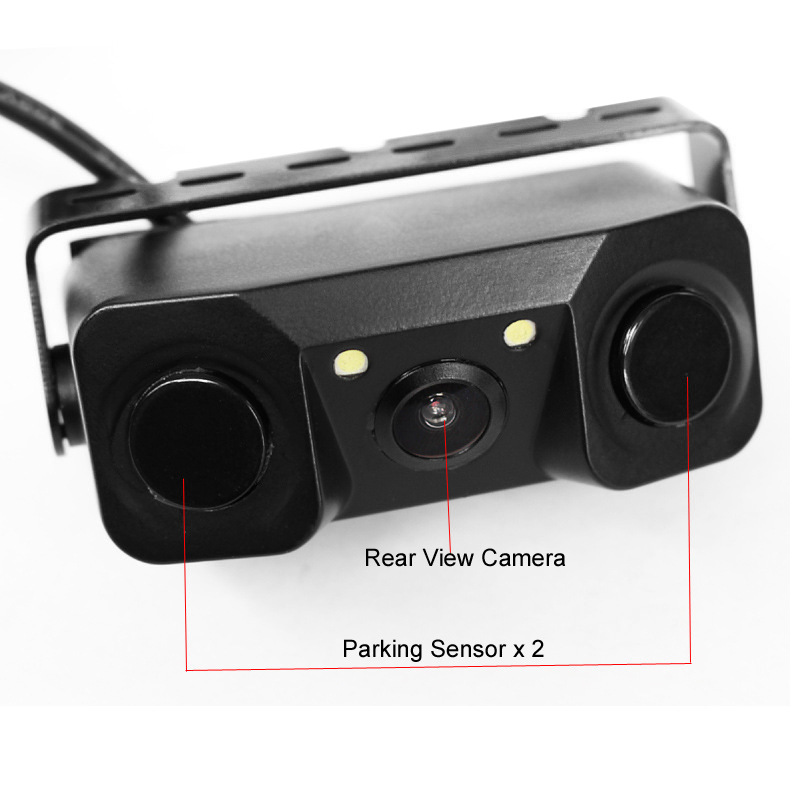 Integrated Reversing Camera System with Smart Reversing Radar, No-Drill Installation, Three-In-One Camera, Radar Image, Alarm, and Sound