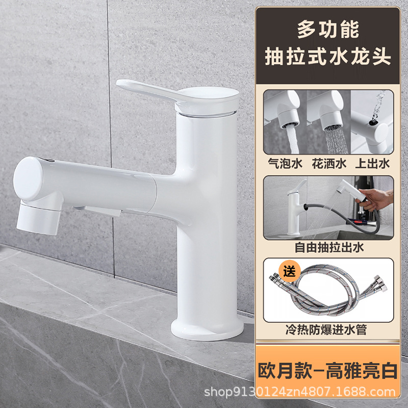 Todo el cobre de extracción de lavabo caliente y frío grifo de baño de un solo agujero lavabo lavabo lavabo fábrica de lavabo al por mayor