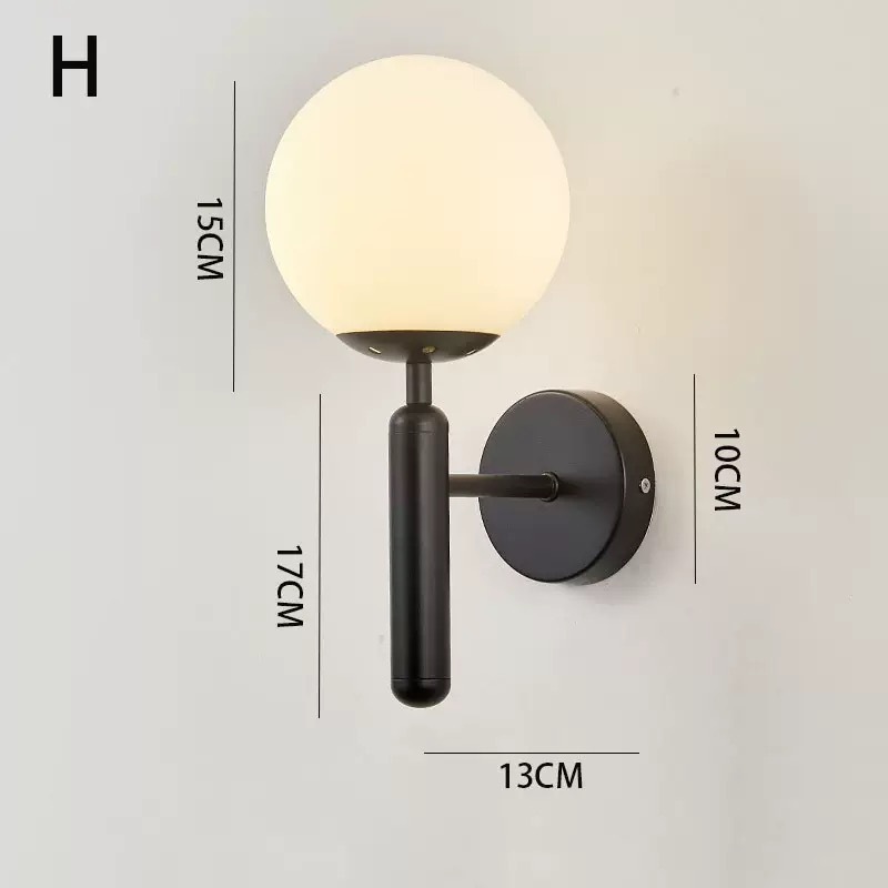 Lámpara de Pared Interior para Pasillo de Aluminio y Vidrio con Interruptor de Perilla para Dormitorio y Balcón