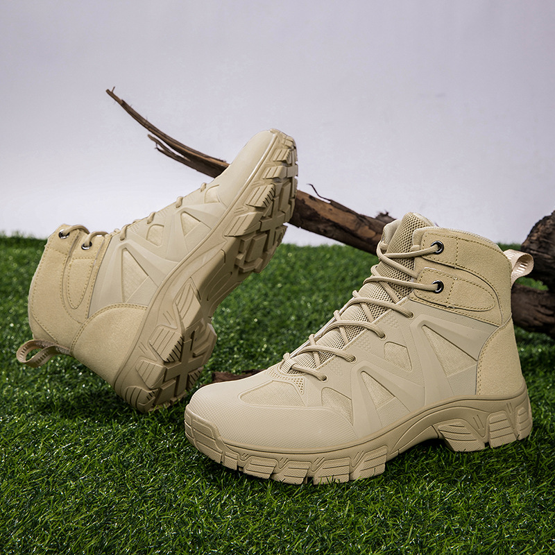 Botas de combate, botas tácticas para fanáticos militares, montañismo al aire libre para hombres transfronterizos, zapatos altos para hombres, botas de entrenamiento de combate, botas de senderismo todoterreno