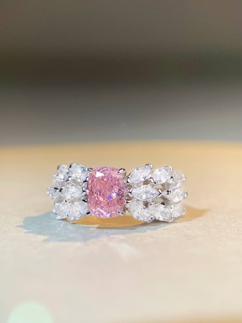 Fashion Rhombus Sterling Silver Plating Zircon Rings 1 Piece