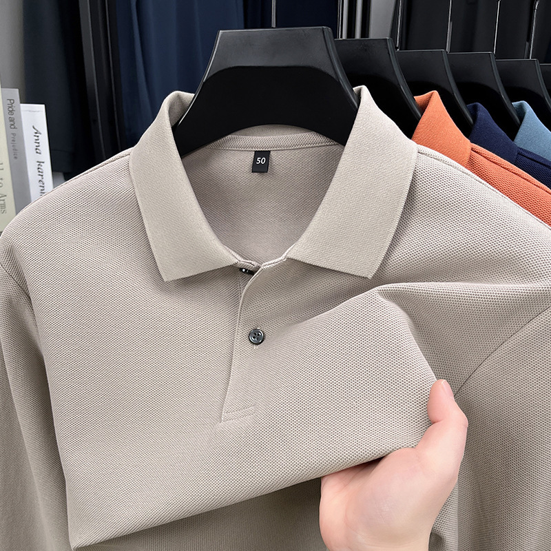 Live Wholesale Pure Cotton Polo Shirts for Men, Spring and Autumn Long-Sleeve High-End Solid Color 100% Pique Cotton Turn-Down Collar T-Shirts Live Wholesale Pure Cotton Polo Shirts for Men, Spring and Autumn Long-Sleeve High-End Solid Color 100% Pique Cotton Turn-Down Collar T-Shirts
