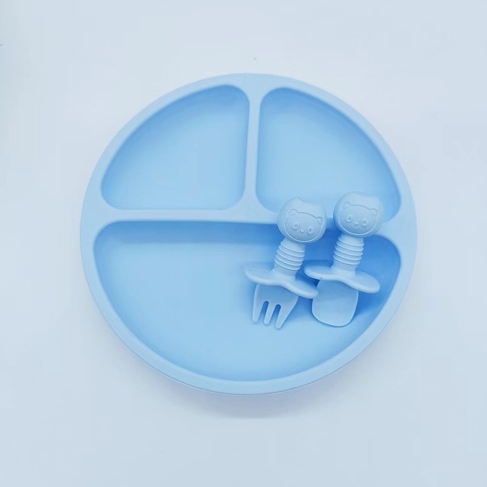 现货硅胶圆形辅食盘