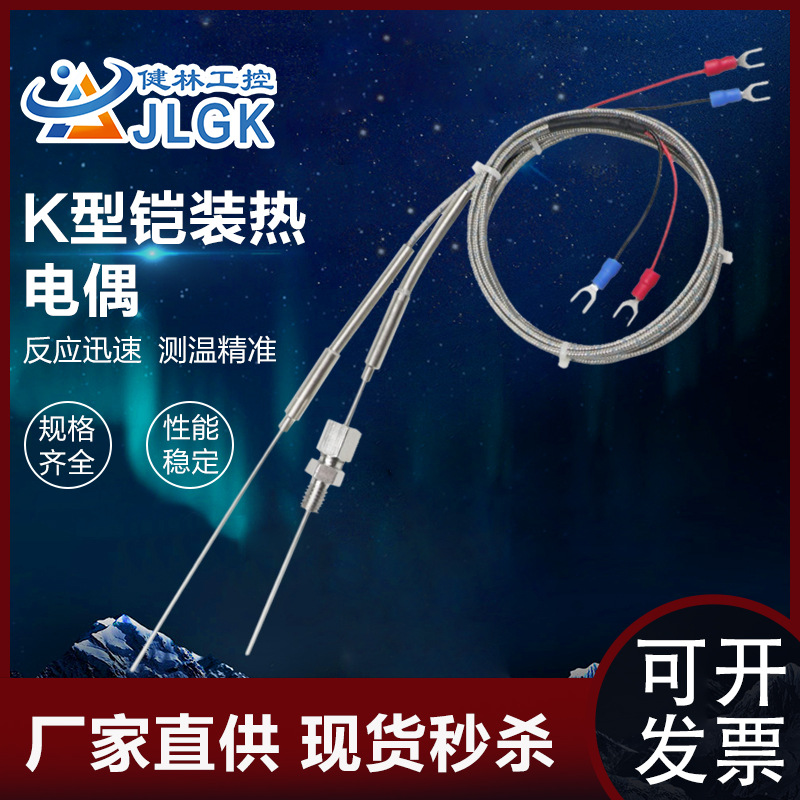K型热电偶电热偶WRNK-191铠装温度传感器可弯曲探头Pt100/E/J/T
