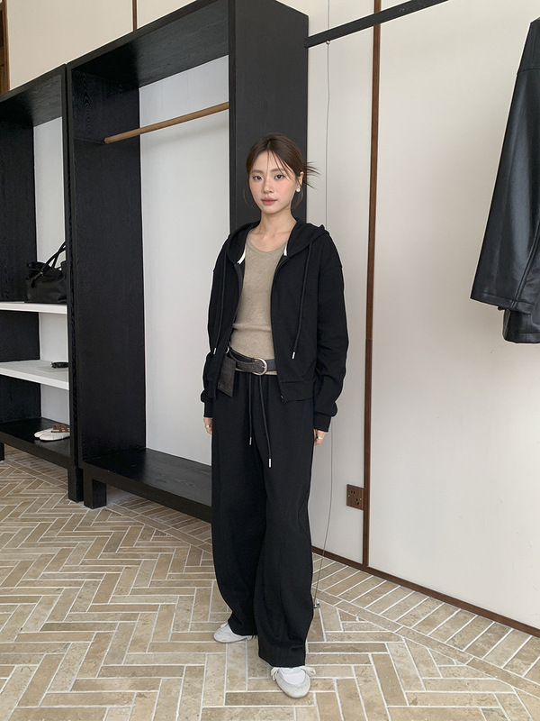 广州十三行2025秋韩系慵懒风棉质松紧腰立体剪裁弯刀卫裤女03078|undefined