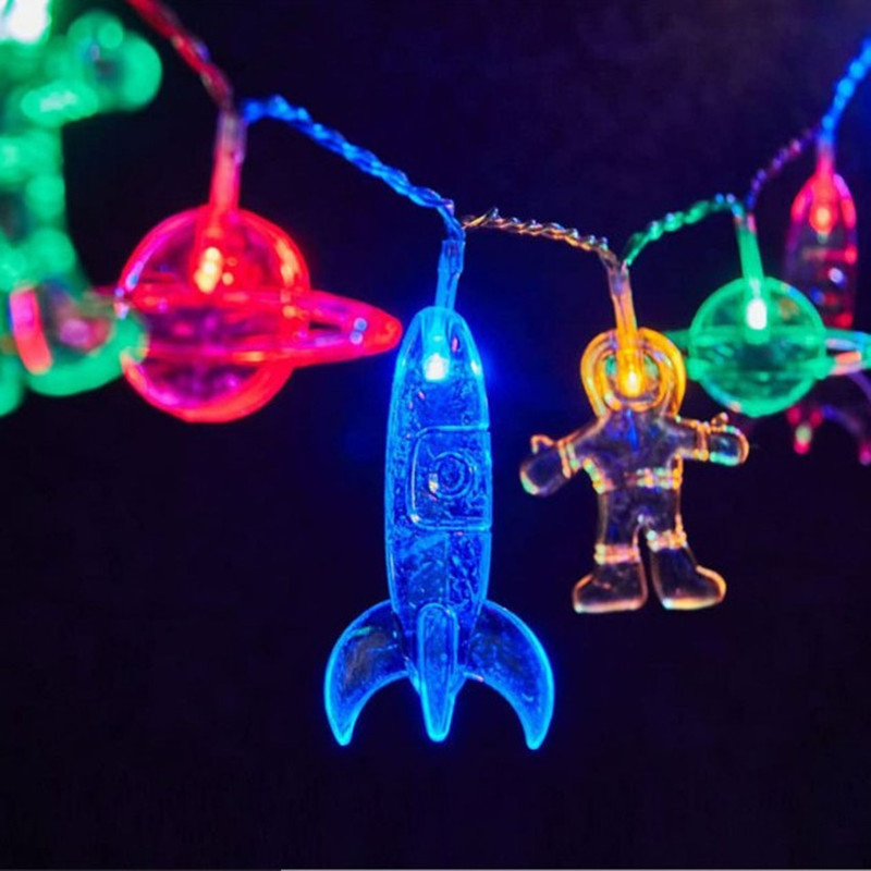 Led Astronaut Rocket Planet Burst Ball String Lights Battery-Powered Home Decorative Lights Colorful Lighting