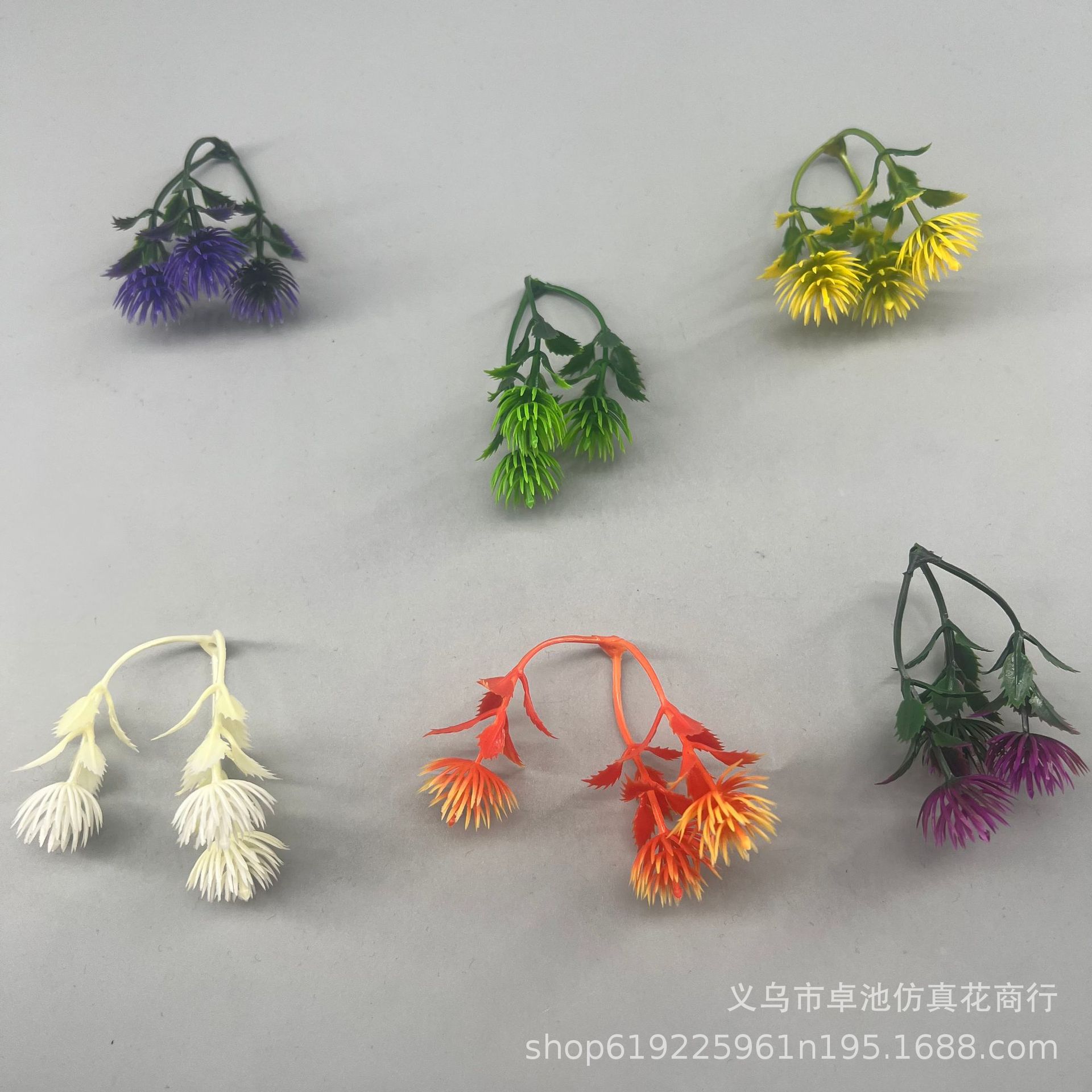 仿真植物3叉6厘米小松针草盆栽植物松针配件塑料材料水草仿真植物