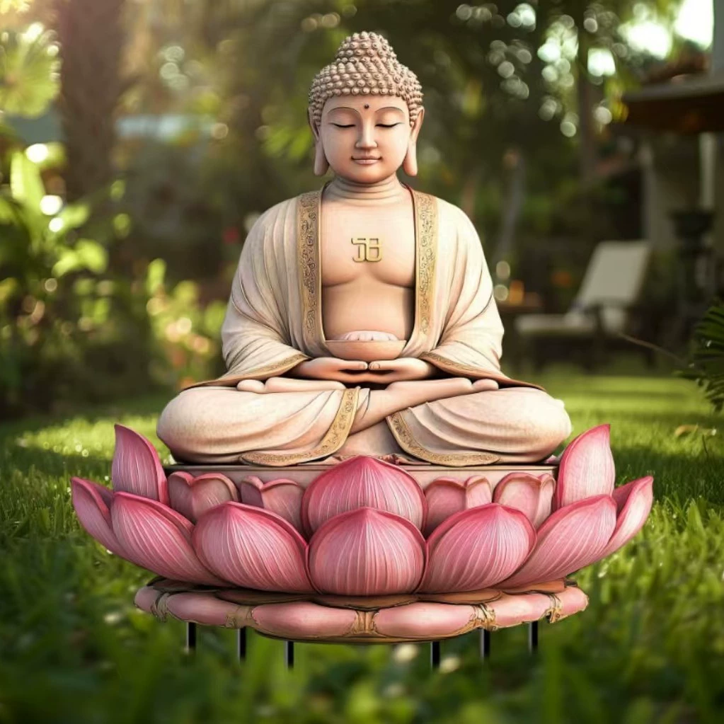 Трансграничный богемный стиль Будда лотос сидя на открытом воздухе сад газон логотип атмосферы реквизит украшения