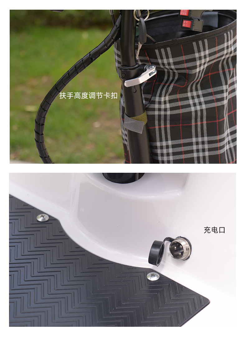Foldable Elderly Mobility Scooter Electric Tricycle Lithium Battery Two-Seater Scooter Portable Lithium Battery