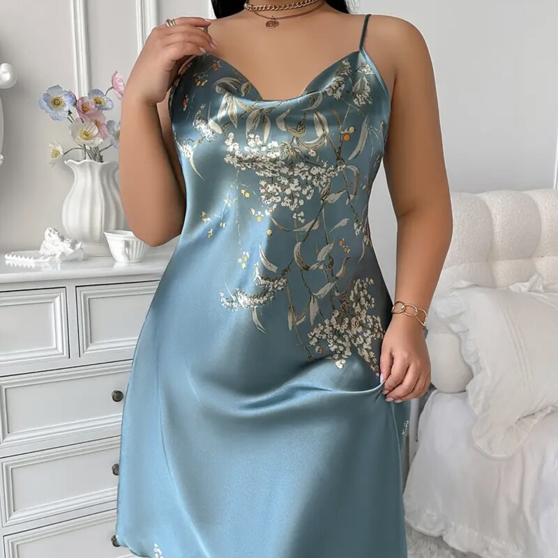 Amazon's Best-Selling Floral Single-Strap Nightgown, Summer Mid-Length Home Wear, New Chinese Style Amazon's Best-Selling Floral Single-Strap Nightgown, Summer Mid-Length Home Wear, New Chinese Style