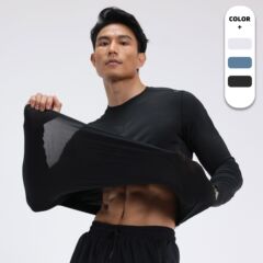 新型弾力プリント速乾tシャツ男性ランニング長袖フィットネス服シュートトレーニング服騎乗運動速乾服