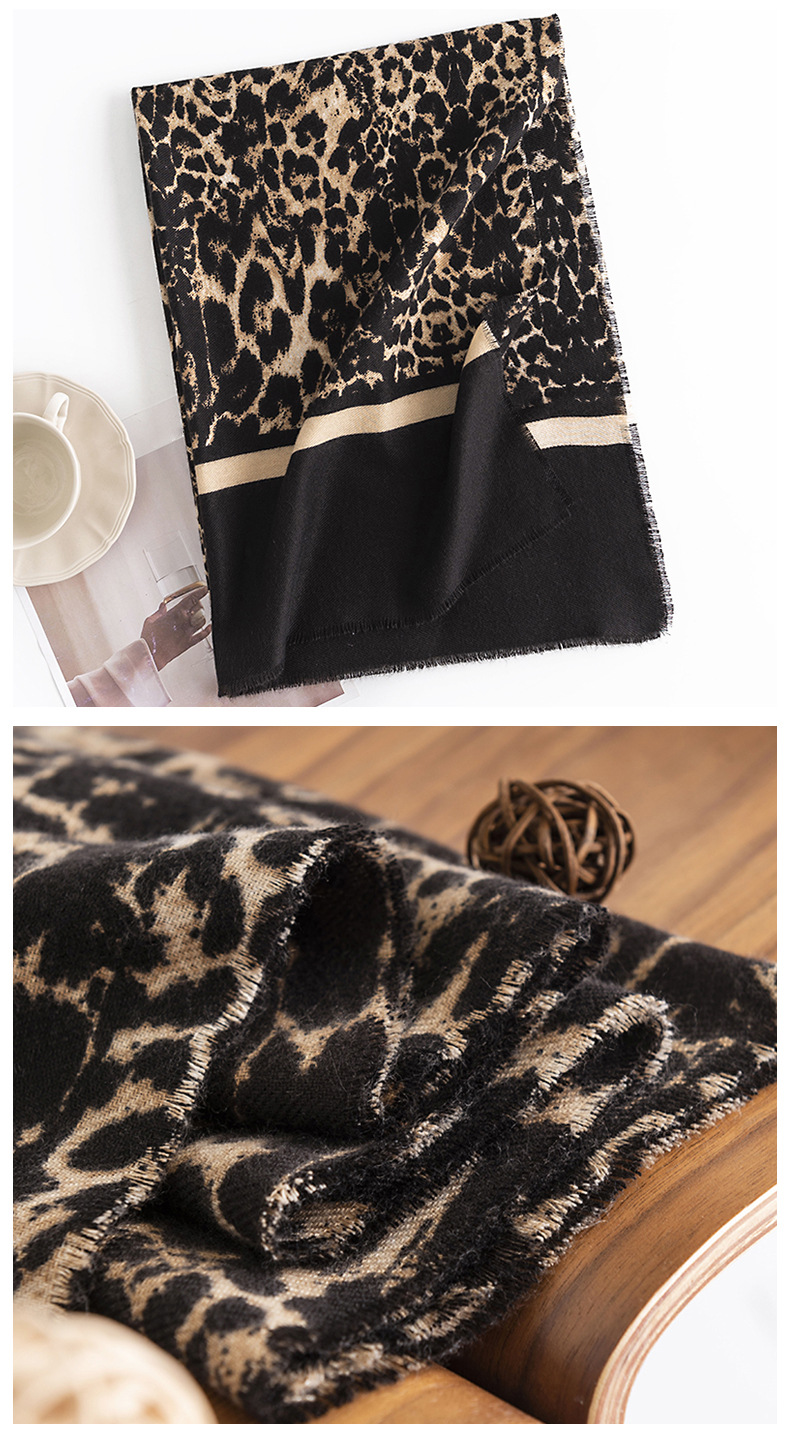 Women's Vintage Style Leopard Imitation Cashmere Printing Scarf display picture 1
