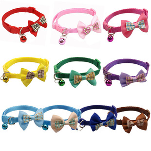 Explosions Pet Plaid Bow Collar Cat Puppy Collar Cute Cat Collar Cross-border Exclusive Pet Supplies
