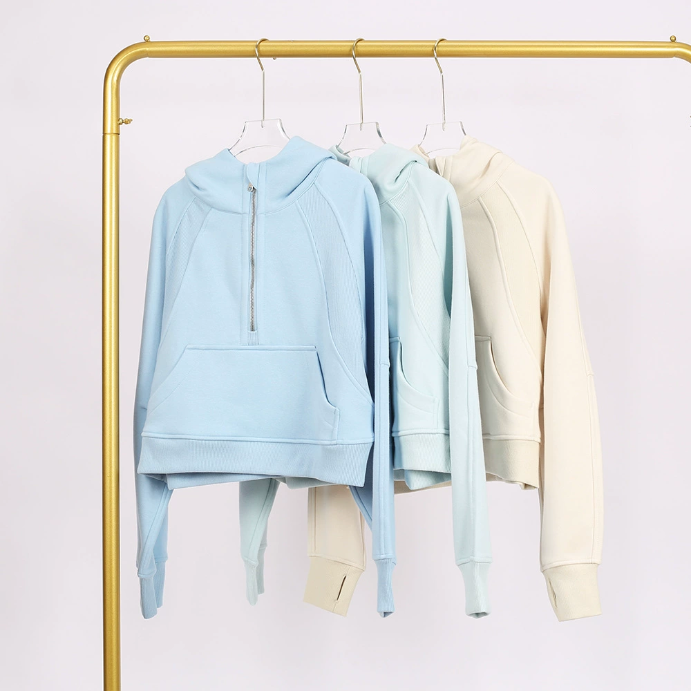 LULU одежда для йоги для женщин Спортивная полузастежка-молния махра толстовка свитер повседневная свободная короткая плюшевая толстовка