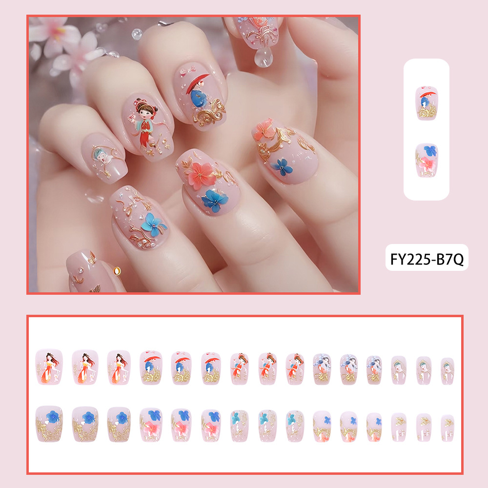 Uñas postizas 3D estéreo blanqueadoras, muy vendidas, piezas de arte de uñas portátiles transfronterizas, pegatinas de uñas sencillas con un toque de alta gama, venta al por mayor