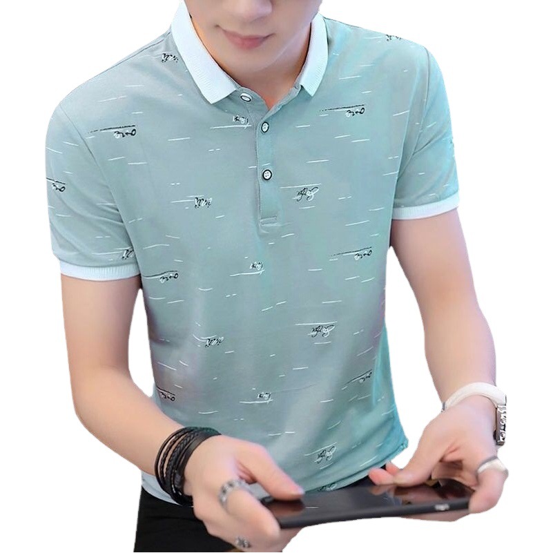 Camiseta de manga corta de verano para nuevos hombres Camisa de polo de solapa slim fit de estilo coreano Camisa de fondo de media manga Top de hombre de moda