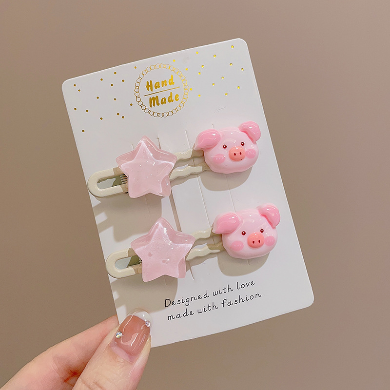 Clip de cabello coreano para adolescentes frente feminina broche clip de cabello rosa pequeño clip lateral dulce lindo tocado de cabello