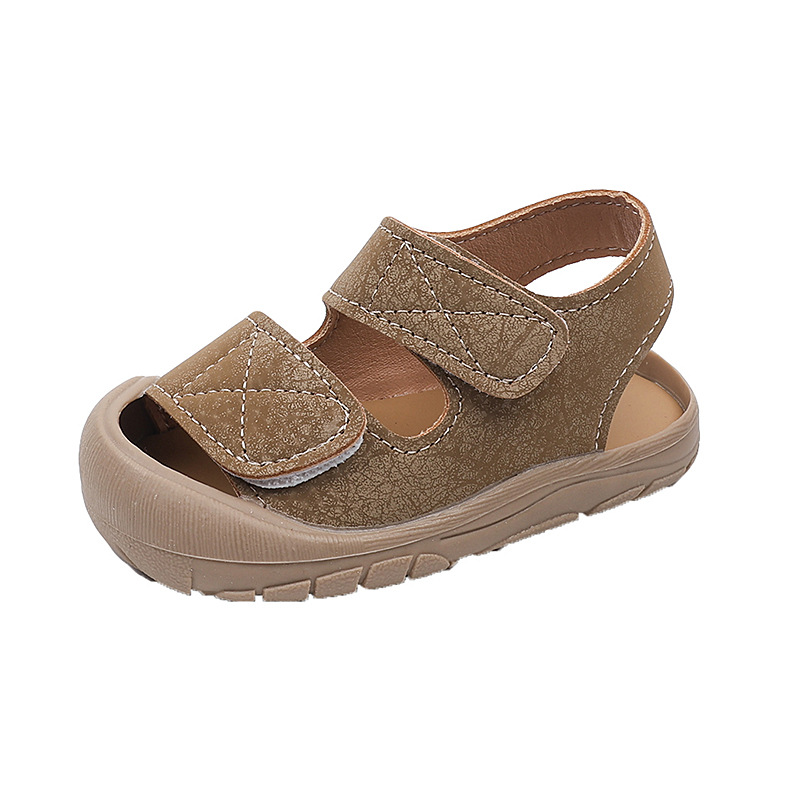 Sandali estivi con suola morbida, nuove scarpe da bambino, scarpe da spiaggia chiuse a punta per bambina, scarpe per neonati e bambini piccoli con chiusura in velcro._voghion.com