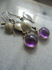 Crystal with amethyst, fashionable earrings, European style, boho style