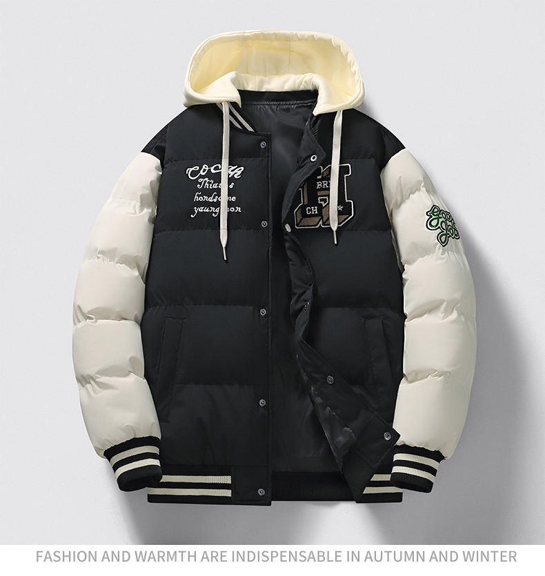 Herren Slim Fit Baseballjacke Mit Kapuze Und Baumwollfutter_voghion.com