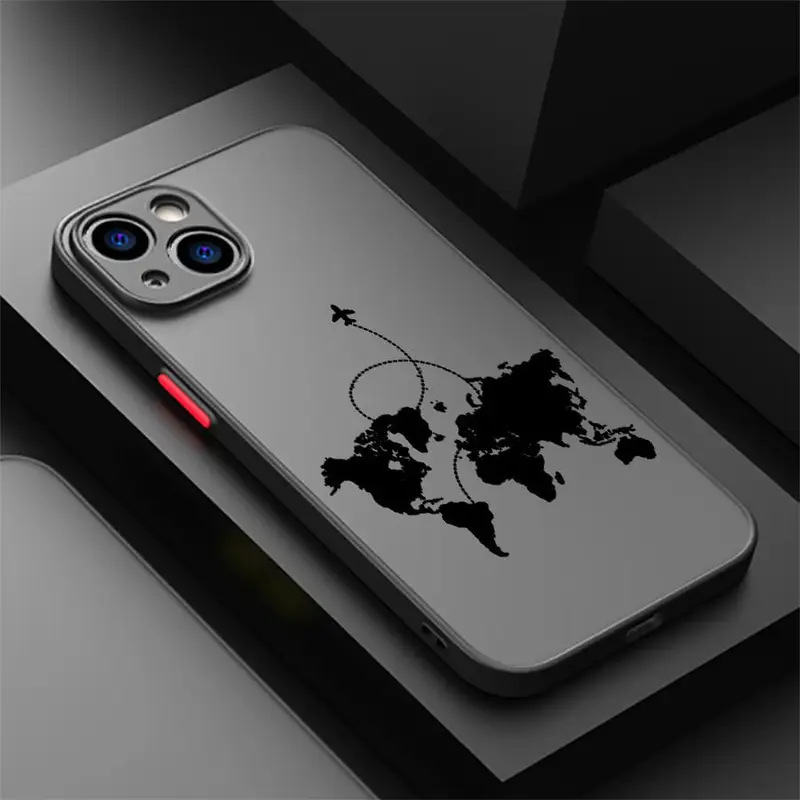 简约肤感手机壳适用苹果16promax磨砂iphone15pro黑色手机保护套