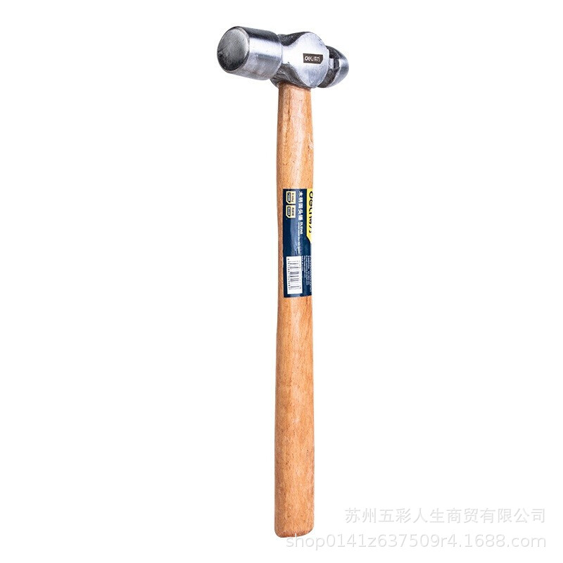 得力工具 DL5191木柄圆头锤(银)2lb 铁锤子家用木工装修锤1kg