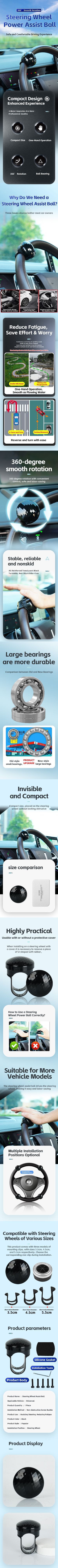 Cross-Border Hot Selling Car Steering Wheel Booster Bearing Type Steering Labor-Saving Auxiliary Car Power Ball Creative New Style