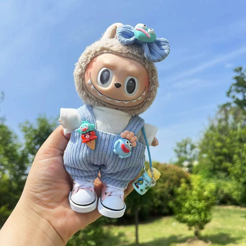 Только одежда] 17см подвеска с слепым ящиком Labubu одежда Labubu кукла детская одежда конус надевания комбинезоны милый и милый