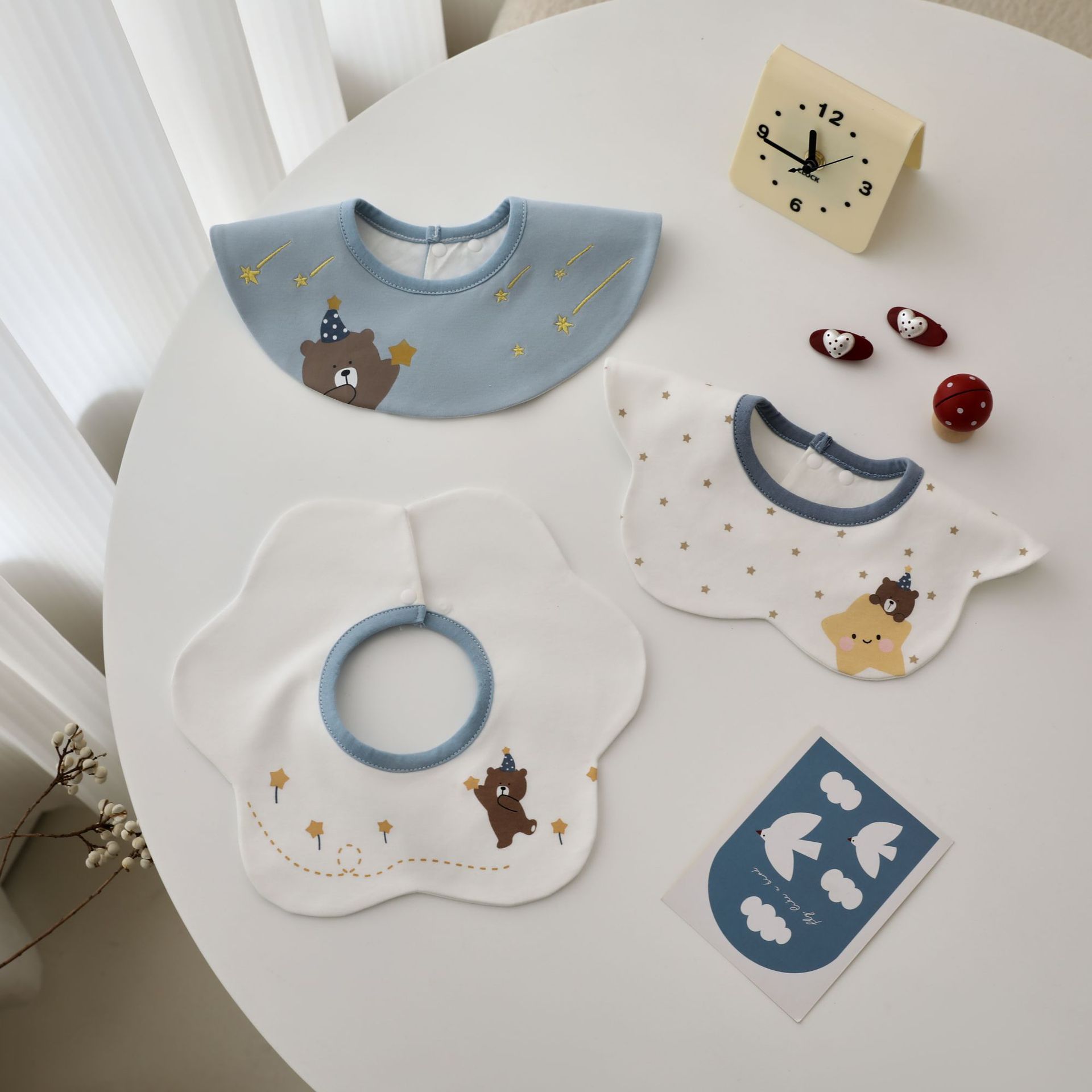 Children's cartoon waterproof eating bib for new born for food, with pocket, combed cotton 3