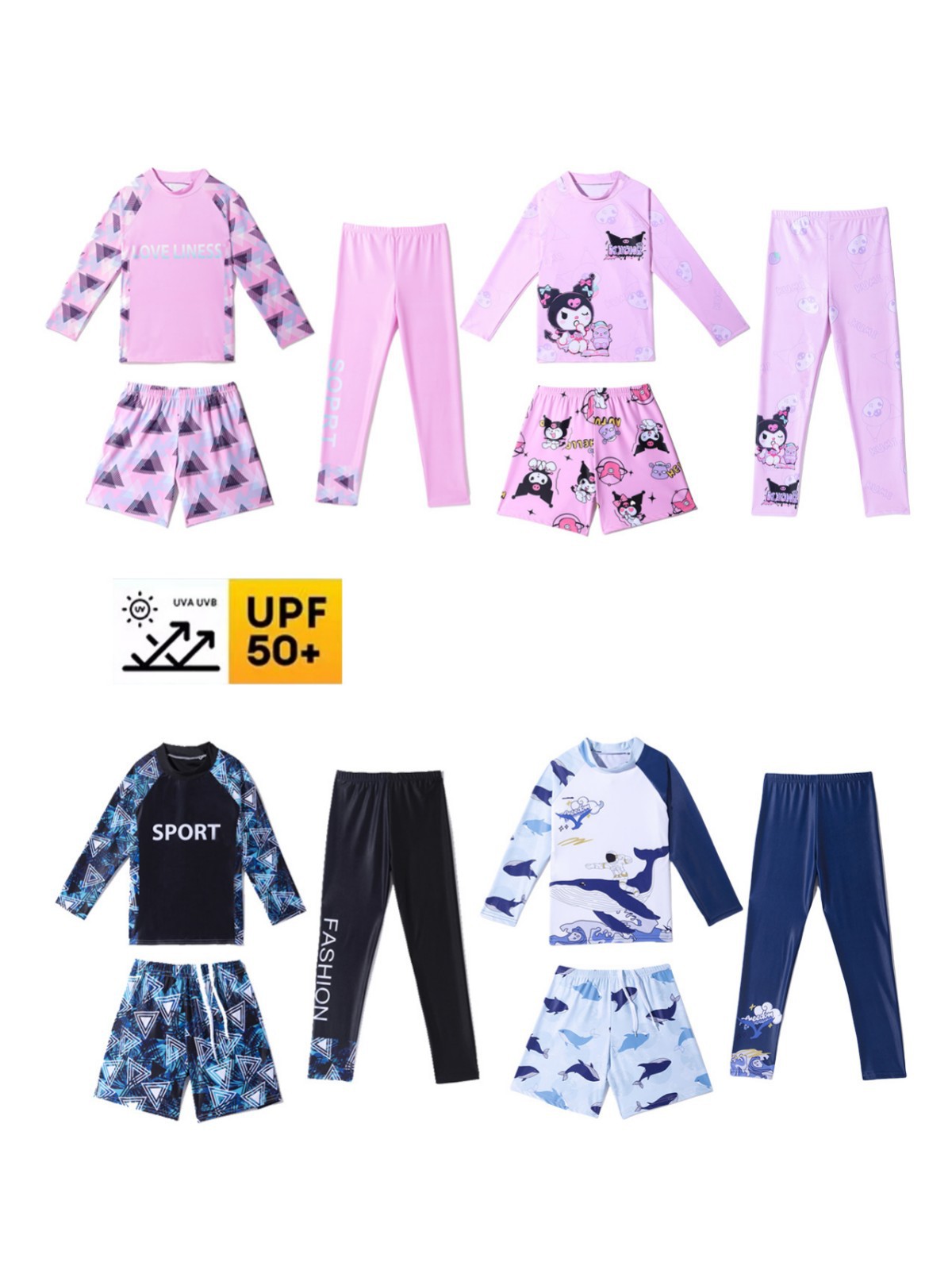 Bañador infantil para niños y niñas pantalones de manga larga tres piezas de protección solar conjunto de secado rápido traje de baño cálido diseño coreano