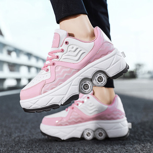 Children's Heelys Shoes for Girls, Four-Wheel Walking and Sliding Shoes for Adults, Cheap Price, Automatic Shrinking Roller Skates for Men
