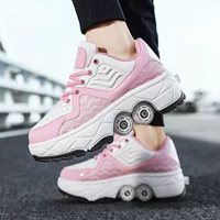 Детская обувь Heelys для девочек, четырехколесная прогулочная и скользящая обувь для взрослых, дешевая цена, автоматические сжимающие роликовые коньки для мужчин.