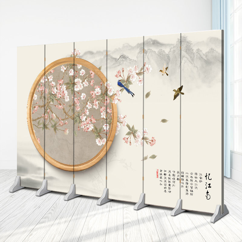 Nueva pantalla de estilo chino partición sala de estar cubierta sala de té decoración simple plegable móvil bambú doble cara pantalla plegable