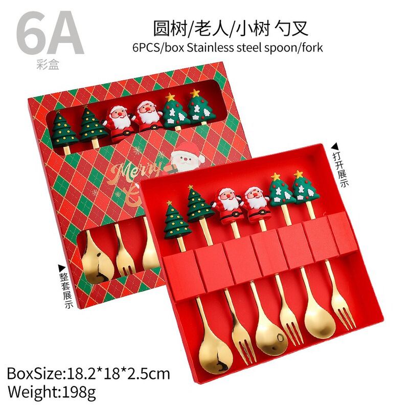 クロスボーダークリスマス食器セットクリスマススプーンフォーククリスマス漫画ステンレス鋼フォークとスプーン高価値のお土産|undefined