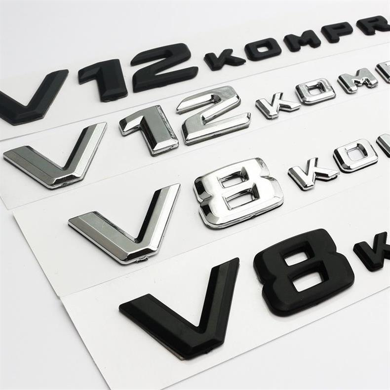 Suitable for Mercedes-Benz V12 BITURBO car emblems, V8 KOMPRESSOR turbocharger emblems, and side fender emblems