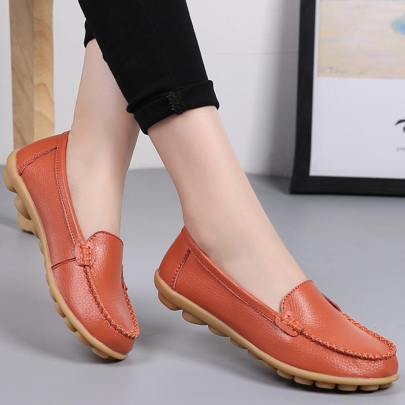 Ladies leather flat shoes for Women Ball
