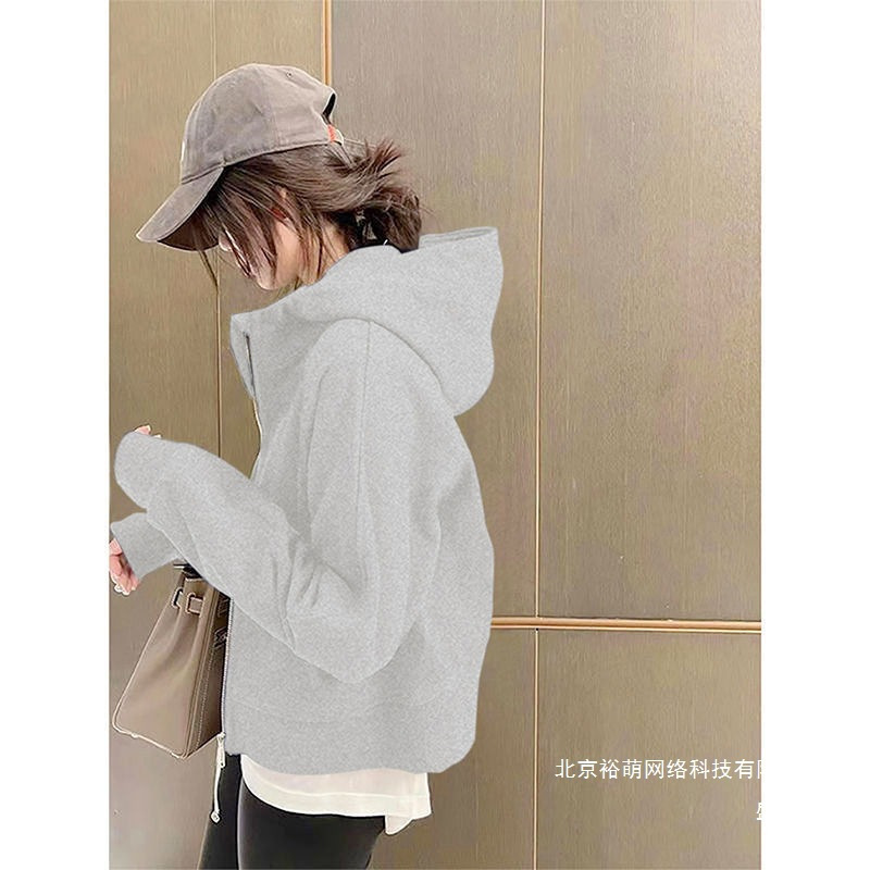 厂家直销初早秋卫衣薄外套女2025新款秋冬季短款连帽拉链休闲开衫|undefined