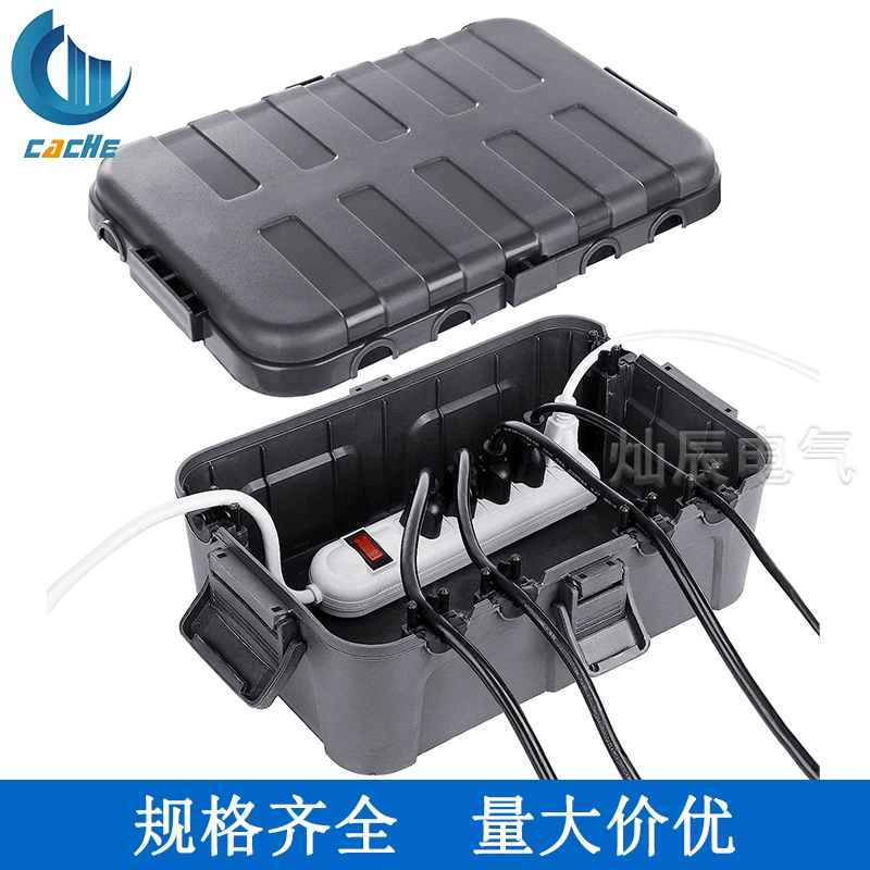 Waterproof capacious travel black square power supply, protective cable, 34.5×24×12cm