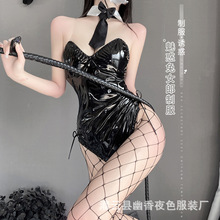 林林婷跨境情趣内衣性感激情兔女郎漆皮套装挑逗连体制服诱惑骚