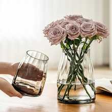 感轻奢小花瓶摆件客厅插花餐桌摆放水养器皿透明玻璃
