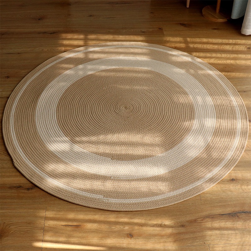 Alfombra Tejida de Espadaña de Paja, Circular, para Sala de Estar y Dormitorio image 10