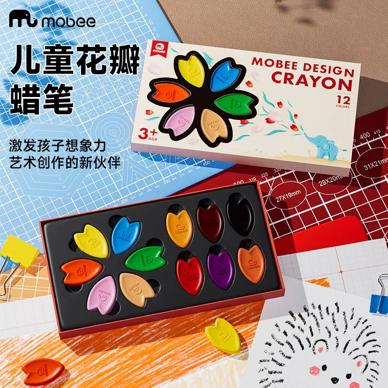 моби Silky восковых карандаша для детсада, стираются, 36 цветов