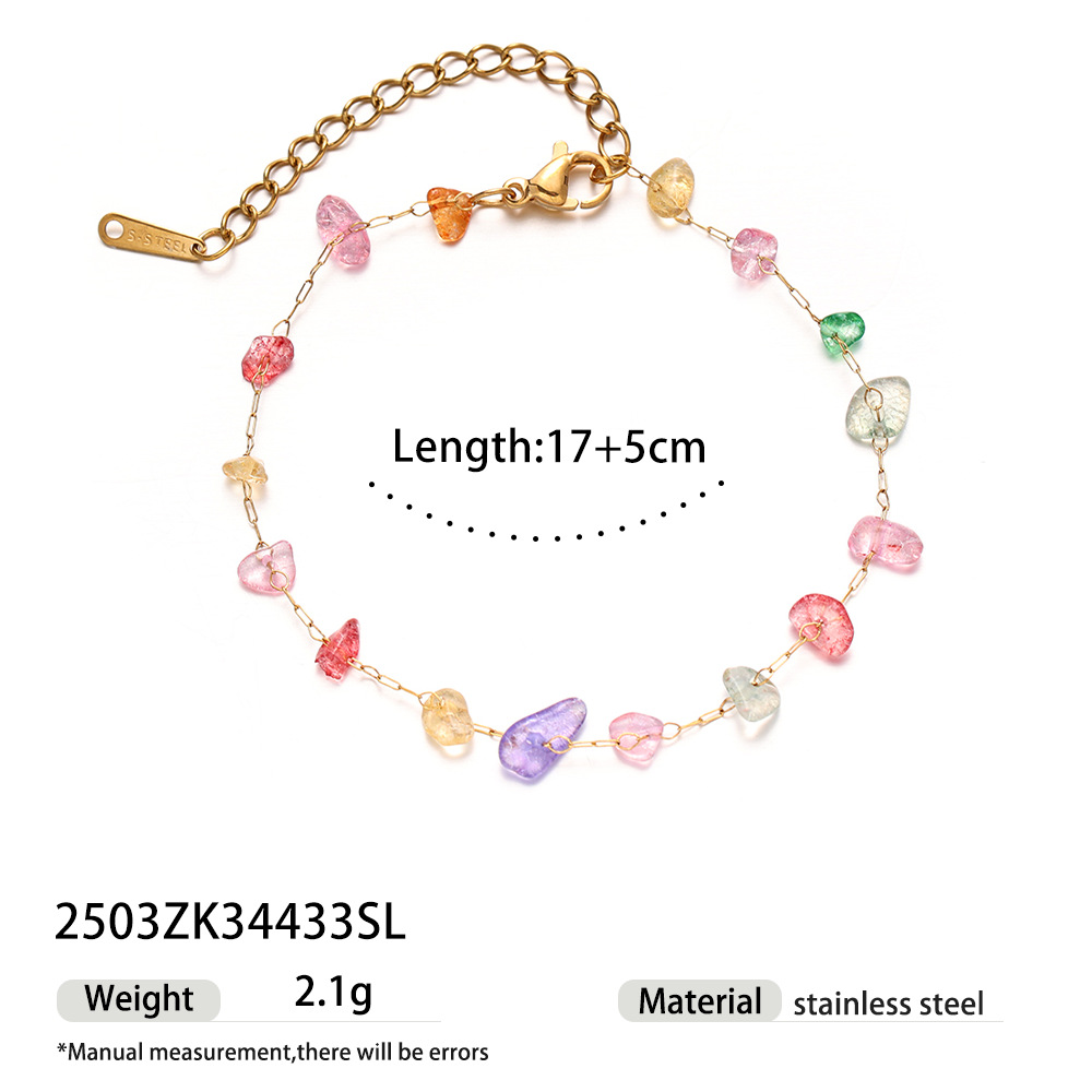 Tena pulsera de acero inoxidable europea y americana, lujo ligero, sentido de alta gama, pulsera de piedra natural de moda para damas, nueva joyería de mano de verano