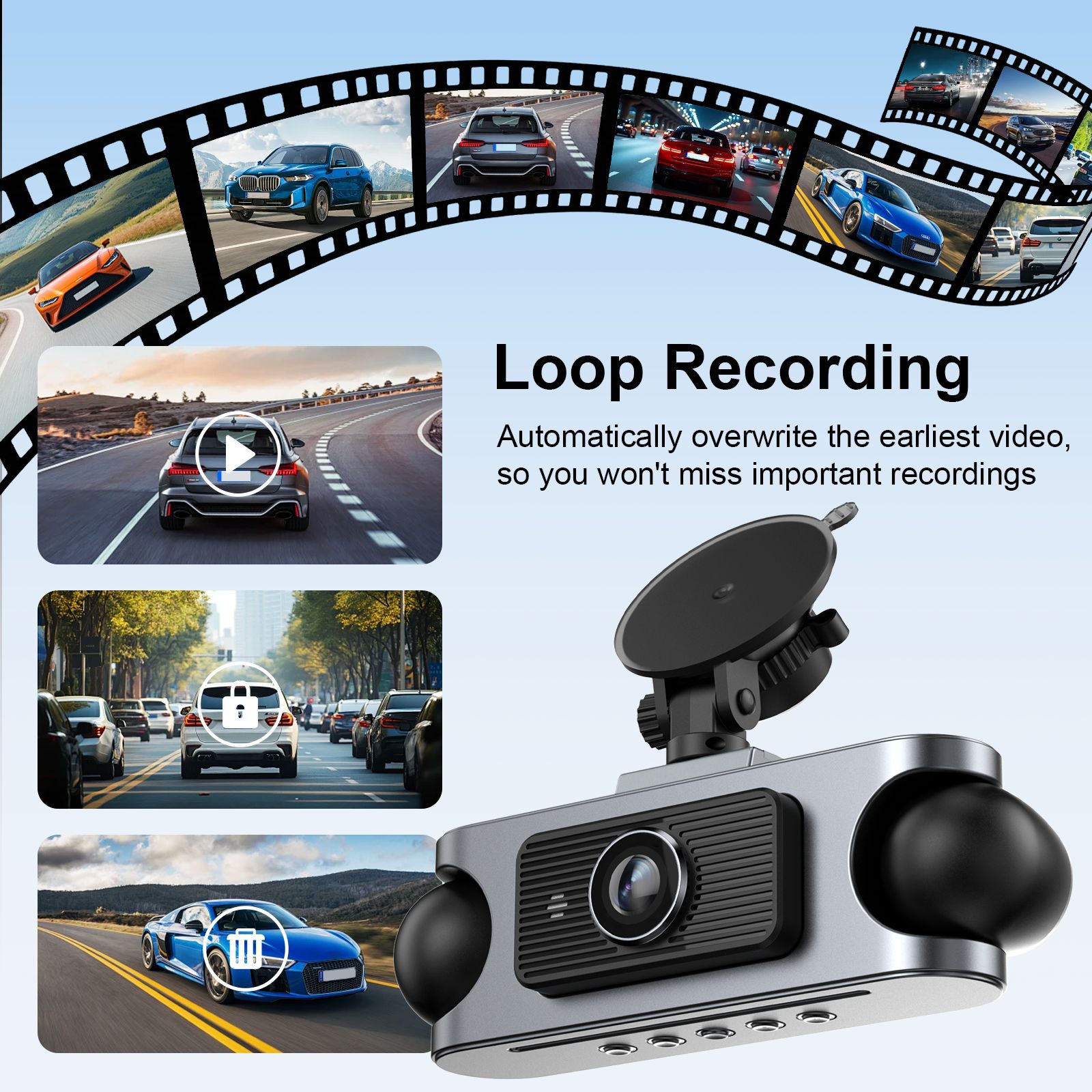 Zkcamspy Cross-Border New Product 360 ° High-Definition 1080P 4-Lens In-Car Front and Rear Dash Cam