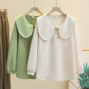 Plus Size Women's Fashion Design Large Lapel Cover Flesh Slimming Look Age-Reducing Baby Sweater Spring & Fall Pullover Sweatshirt Zw8503