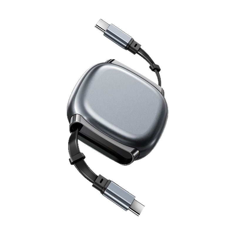 Cable de Carga Rápida Retráctil Doble Type-C 240W 1m de ABS, Carga Ultra Rápida, para Celular