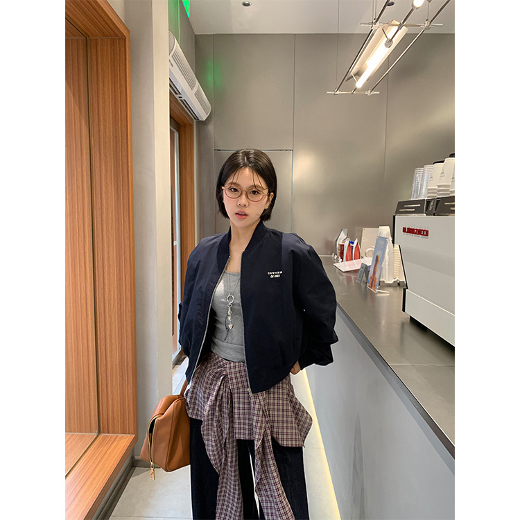 Rainbow Korean Style Fashionable Retro Embroidered Jacket Versatile Petite Baseball Jacket Short Coat Winter Women 022103