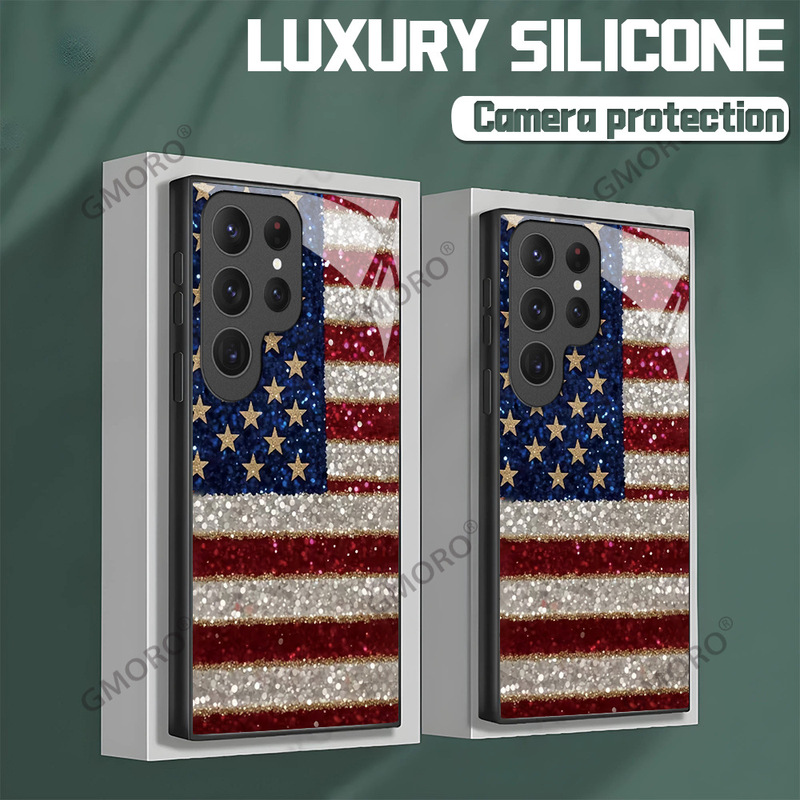 Etsy's Best-Selling American Retro Trendy Phone Case Suitable for Samsung A71 Glass Case S25 Full-Cover Anti-Drop Case Wholesale