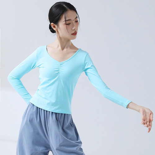 Adult figure clothing, dance practice clothing, women's tops, art test training clothing, body yoga clothing, daily long-sleeved dance clothing