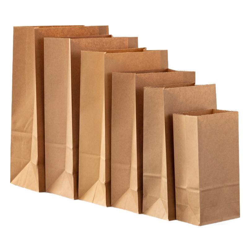 Bolsa de papel kraft al contado, bolsa de fondo cuadrado, versión general, bolsa de embalaje de pan a prueba de aceite impresa, bolsa de papel para llevar desechable
